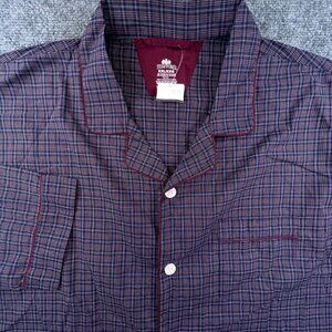 NWT Stafford Button Up Sleep Pajama Shirt 2XL Blue Red Plaid Soft